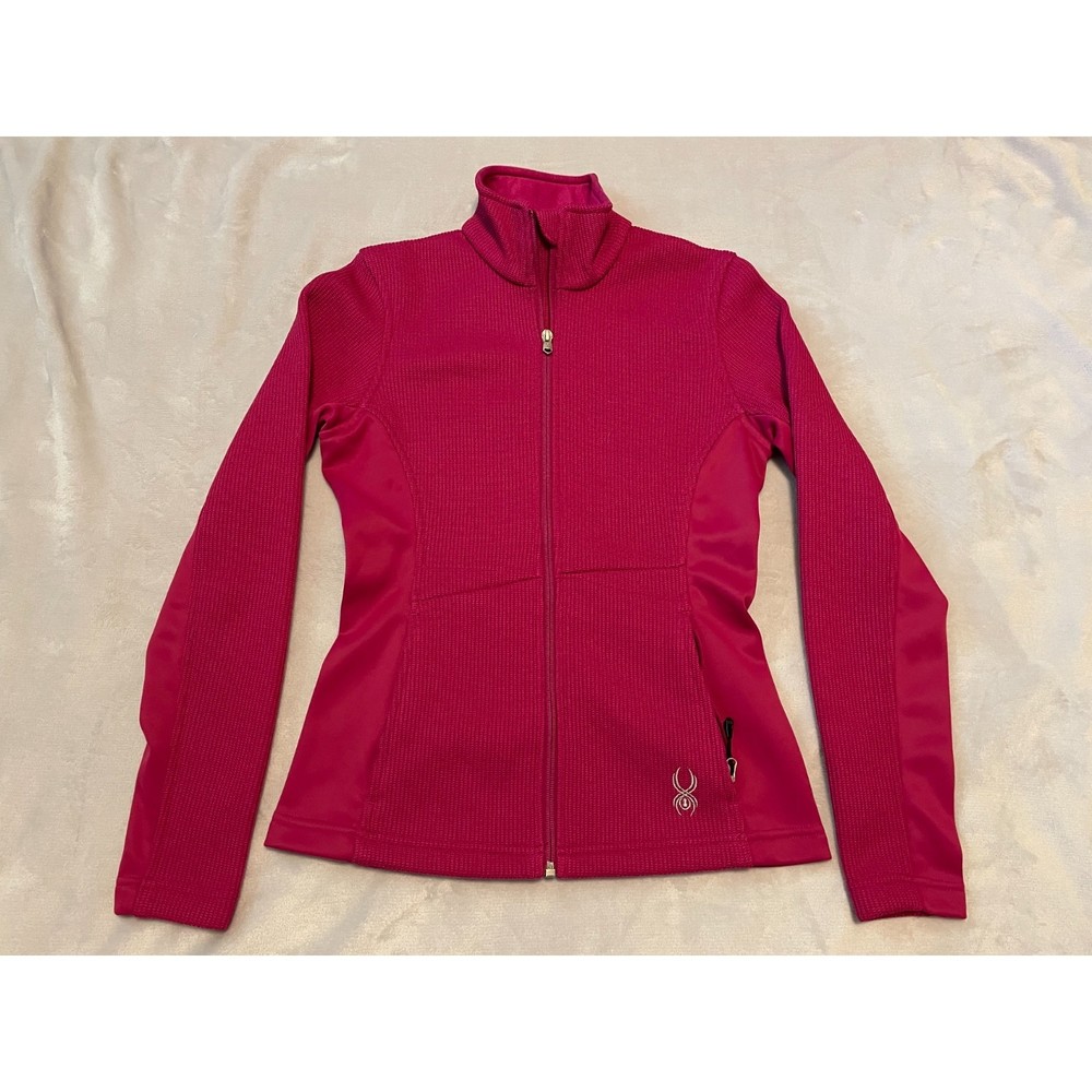 Spyder Women's Core Sweater Full Zip Mock Neck Sweater Knit Fleece Pink Size S
